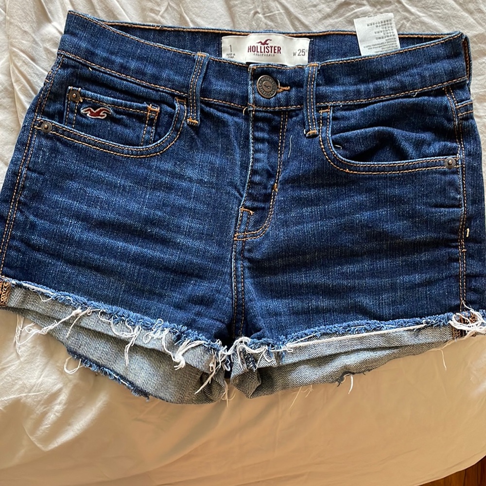 High rise denim short